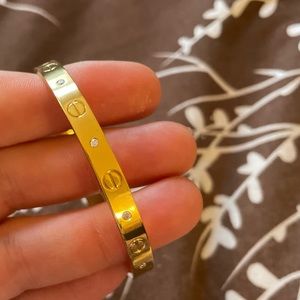 18K Gold-Plated Bangle Bracelet With Rhinestones